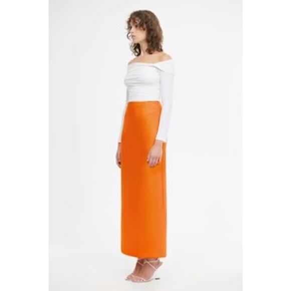 ACLER Balderstone Maxi Skirt AS2407174S-F1 Neon Tangerine Orange Scuba NEW US 6 - Picture 5 of 8